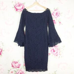 NEW Bardot Solange Lace Dress Navy 6